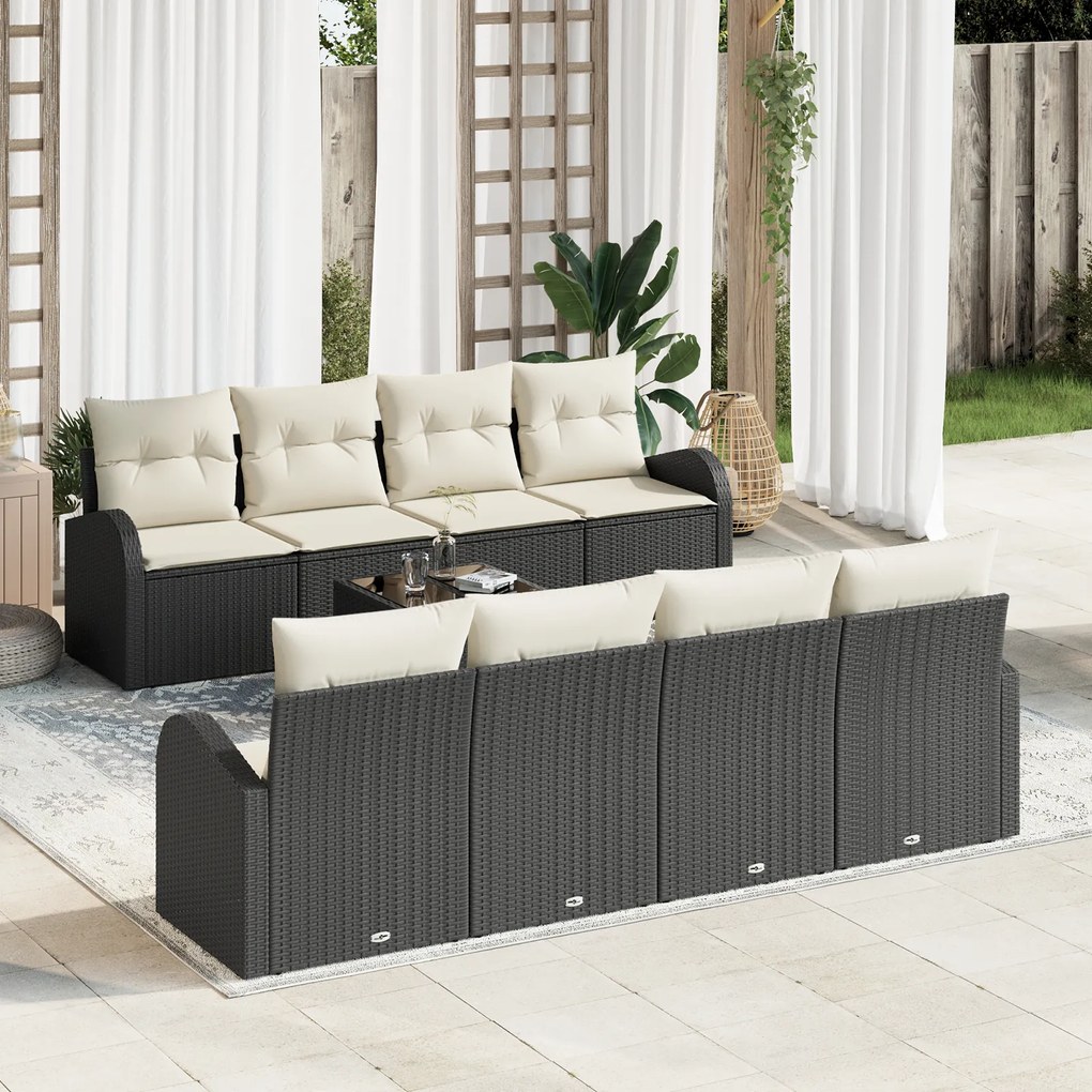 vidaXL Set de canapele pentru grădină 7 pcs Negru și Bej