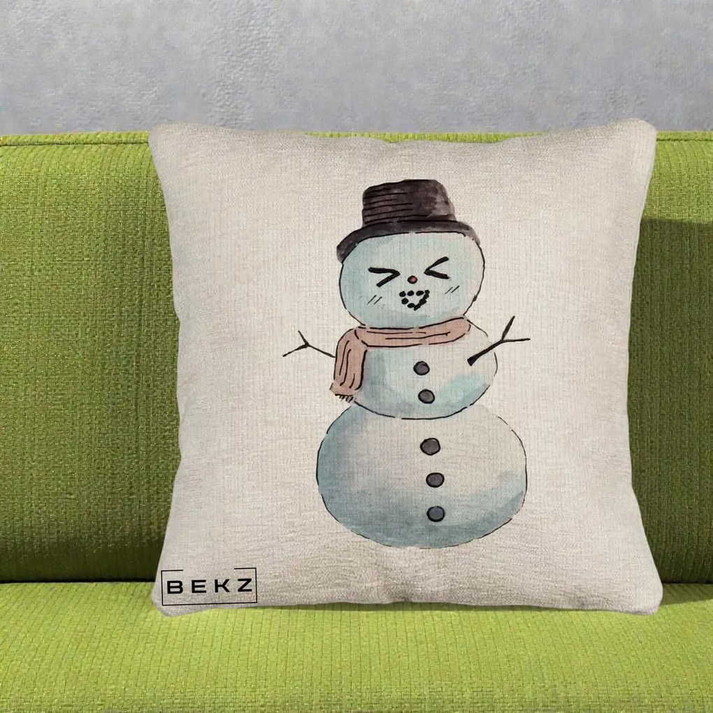 Perna Decorativa Om de Zapada Kawaii Haios, 40x40 cm, Bej Canapea, Husa Detasabila, Perna Inclusa, BEKZ®