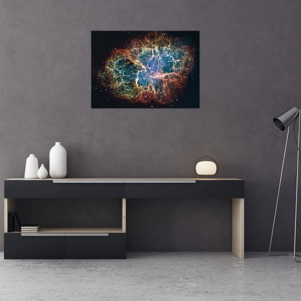 Tablou pe sticlă - Nebuloasa Crabului (70x50 cm)