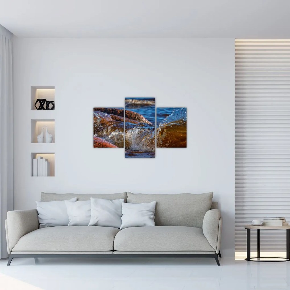 Tablou detailat - apa între pietre (90x60 cm)