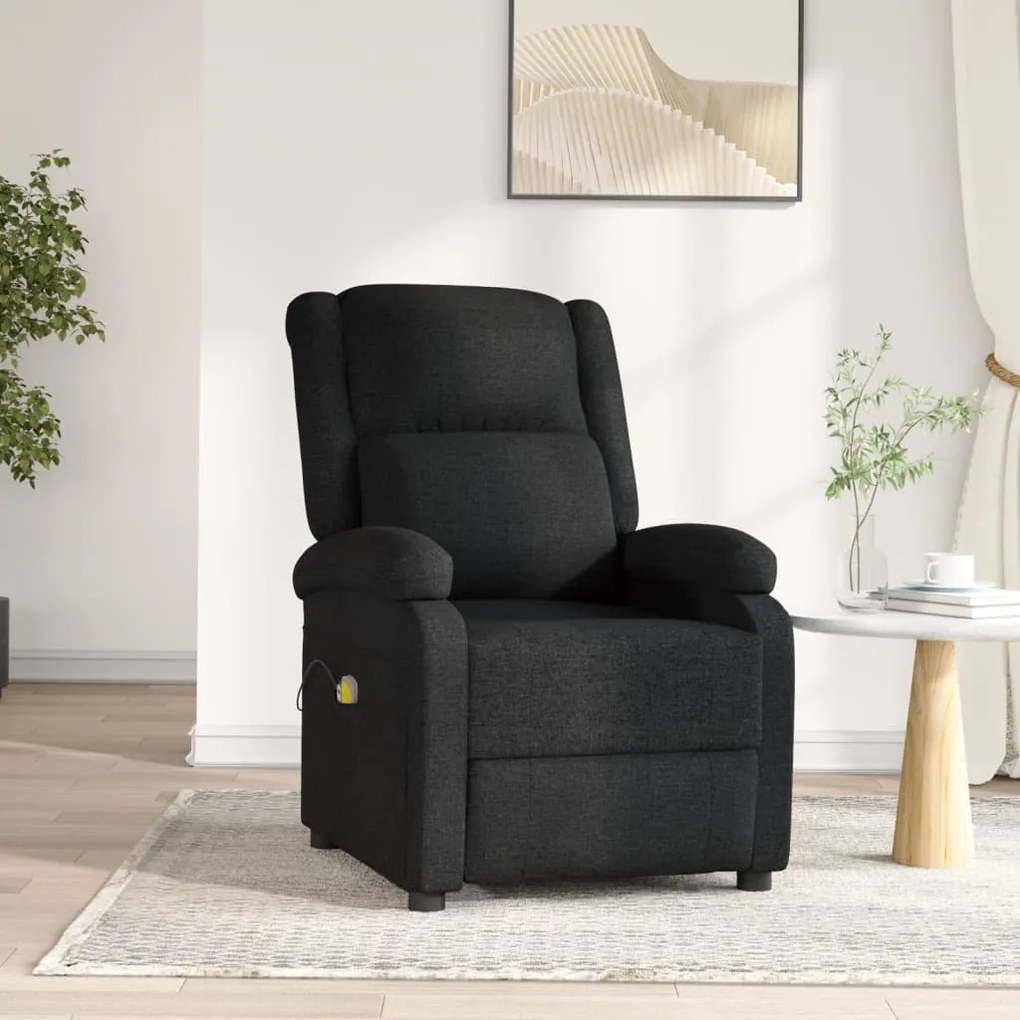 3098361 vidaXL Fotoliu electric de masaj rabatabil, negru, textil