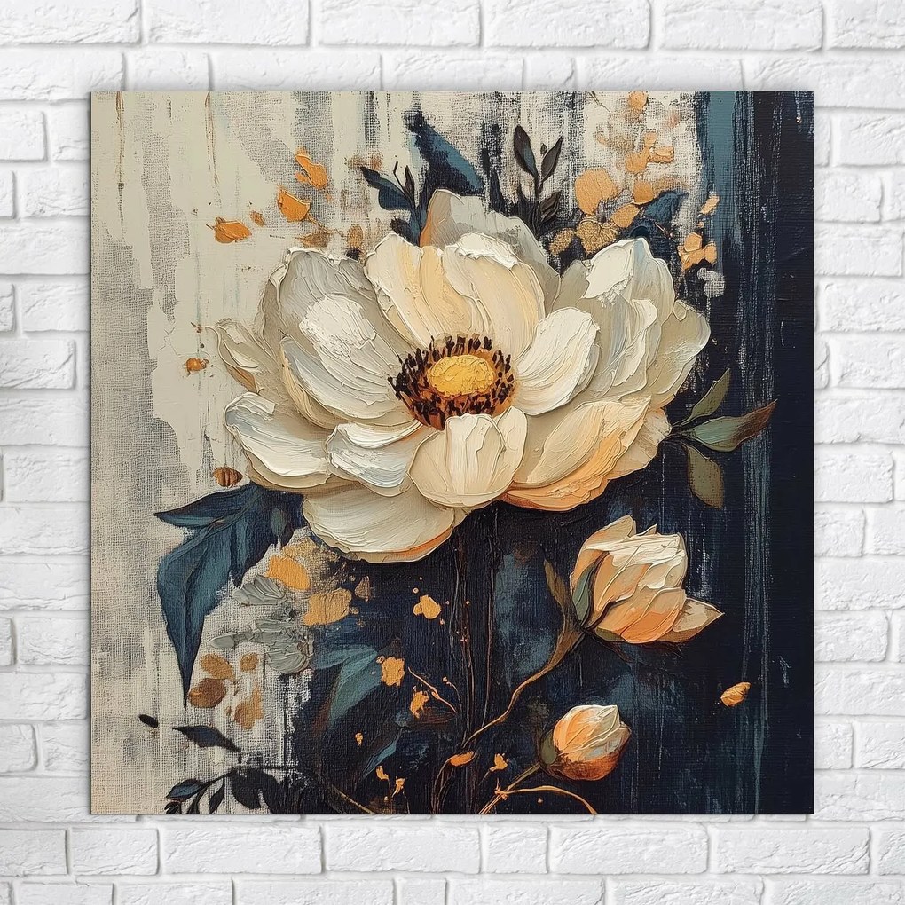 DUBLEZ | Tablou din lemn - Floare pictată