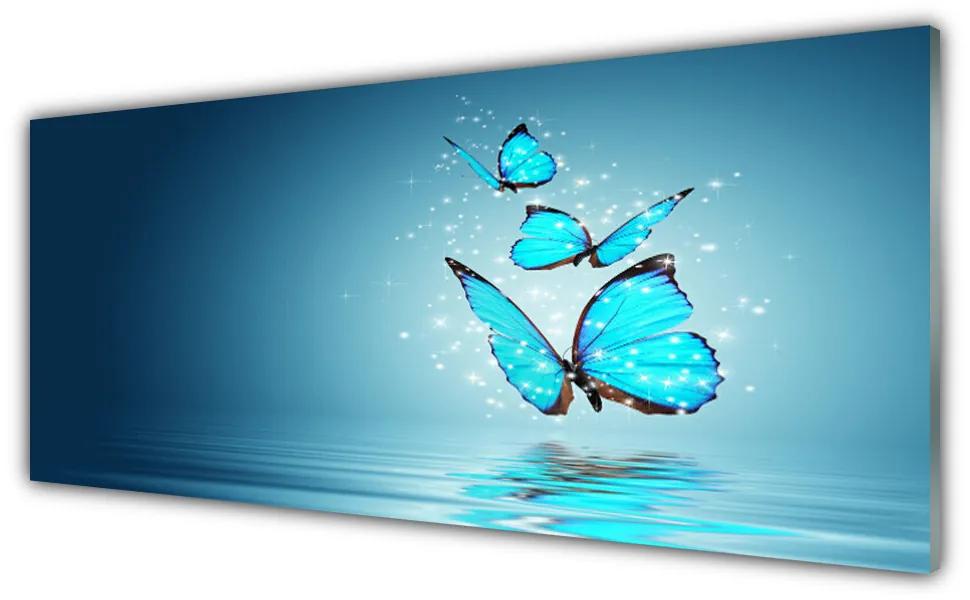 Tablou pe sticla Fluturi Art Albastru