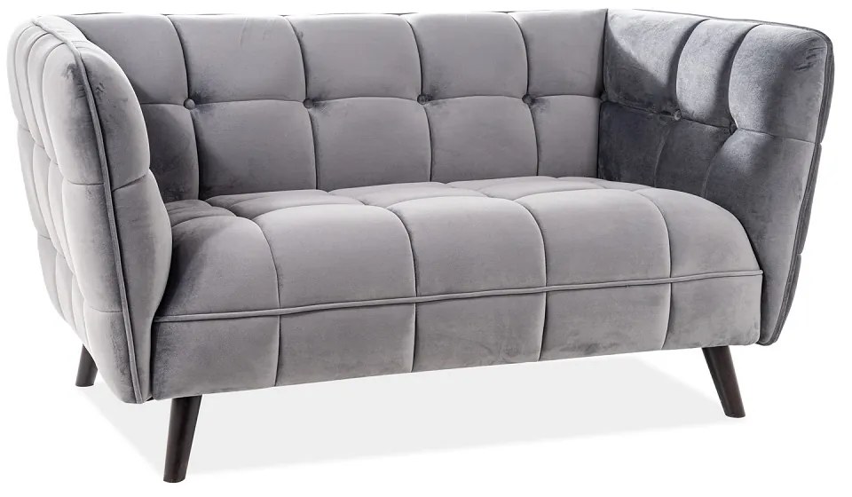 Canapea Castello Velvet, cu doua locuri, gri/negru