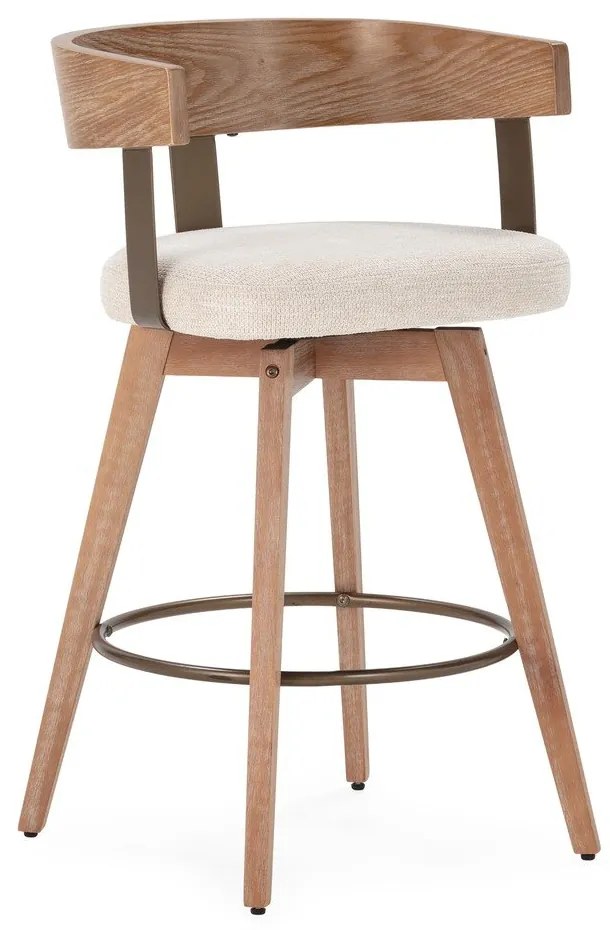 Scaune de bar crem/în culoare naturală cu cotiere 2 buc. tapițate Ilia – MOME