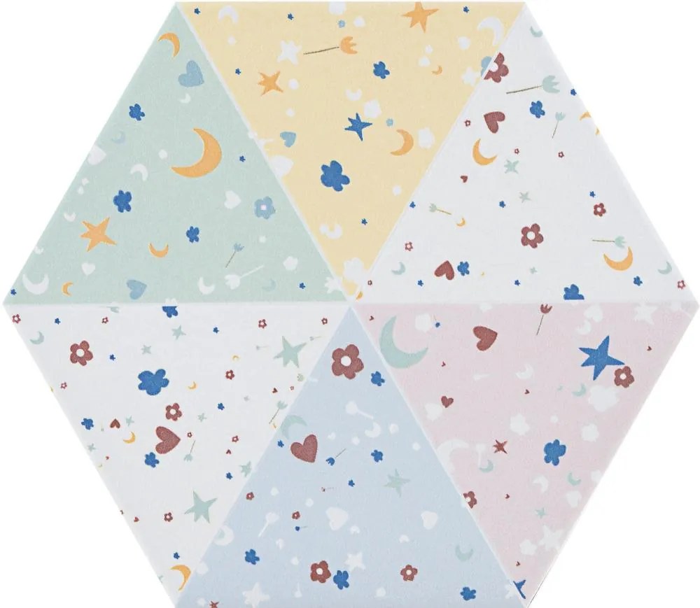 Gresie/faianta hexagonala, pamesa, agatha confetti 21, multi, portelanata, mata, 19.8x22.8 cm