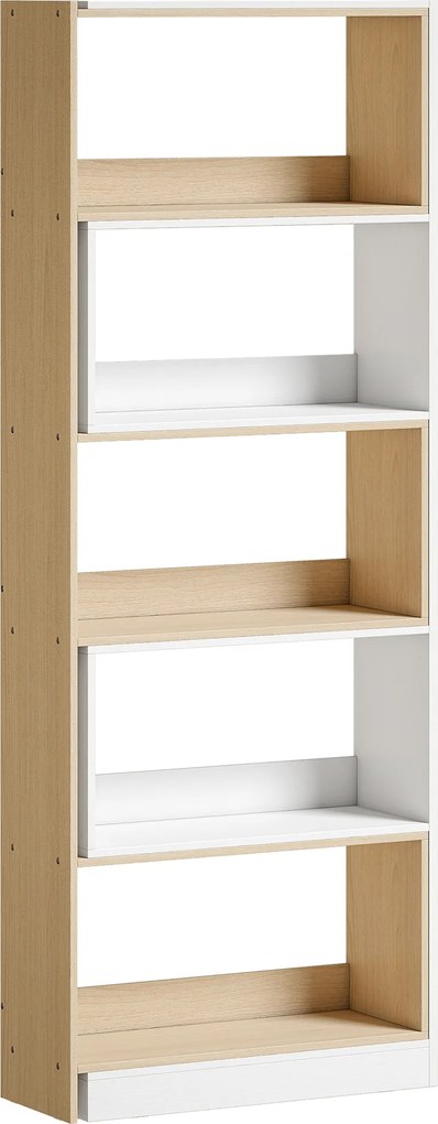 HOMCOM Bibliotecă de Colț cu 5 Polițe, Design Rotativ 350°, Lemn/Alb | Aosom Romania