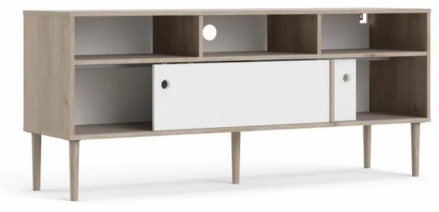 Comoda TV in decor de stejar Jackson Hickory Culoare alba, ELISEO