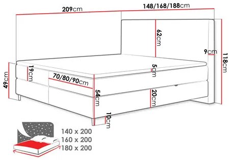 Pat matrimonial 180 cm Wezler  (cenușiu). Promo -17%. 1123210