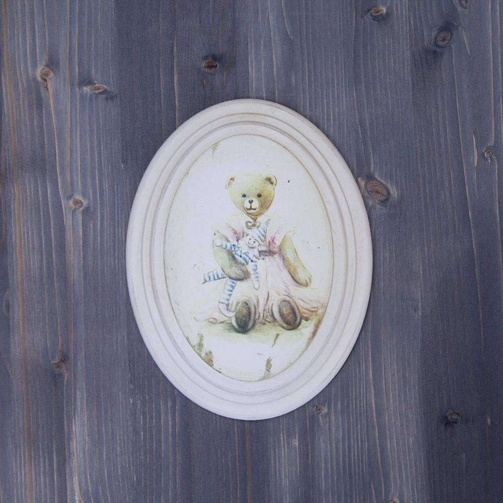 Tablou Bear Girl din lemn 17x22x4 cm