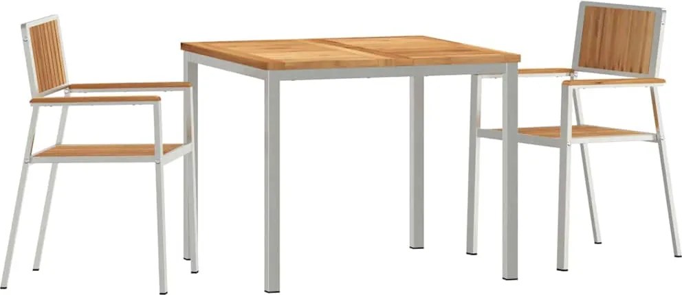 vidaXL Set dining pentru exterior 3 pcs Maro Lemn solid de tec