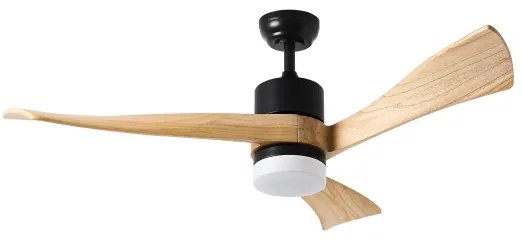ZEVENTI - NATURITO ventilator de tavan LED, 18W, 230V, Wi-Fi Tuya, negru/stejar + telecomandă