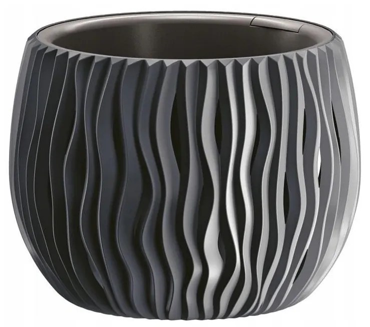 Ghiveci decorativ de flori, rotund, antracit, 2.3 L, 23.8x16.1 cm, Sandy Bowl