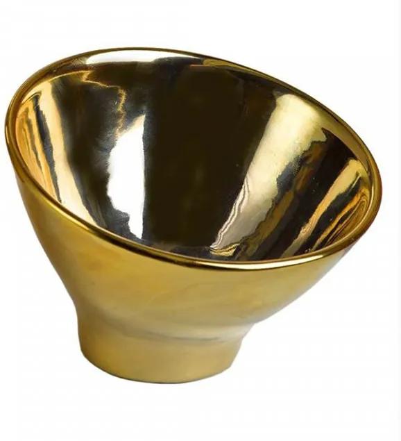 Suport auriu din portelan pentru lumanare 8 cm Vlamp S Pols Potten