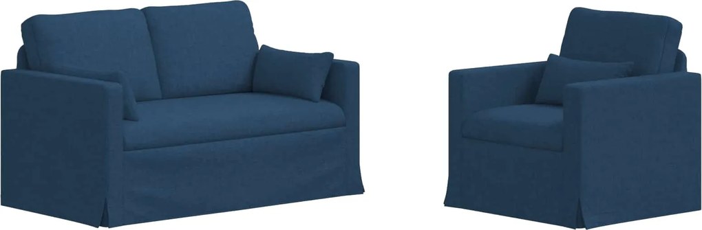 vidaXL Set de canapea 2 pcs albastru 139 x 78 x 80 cm țesătură