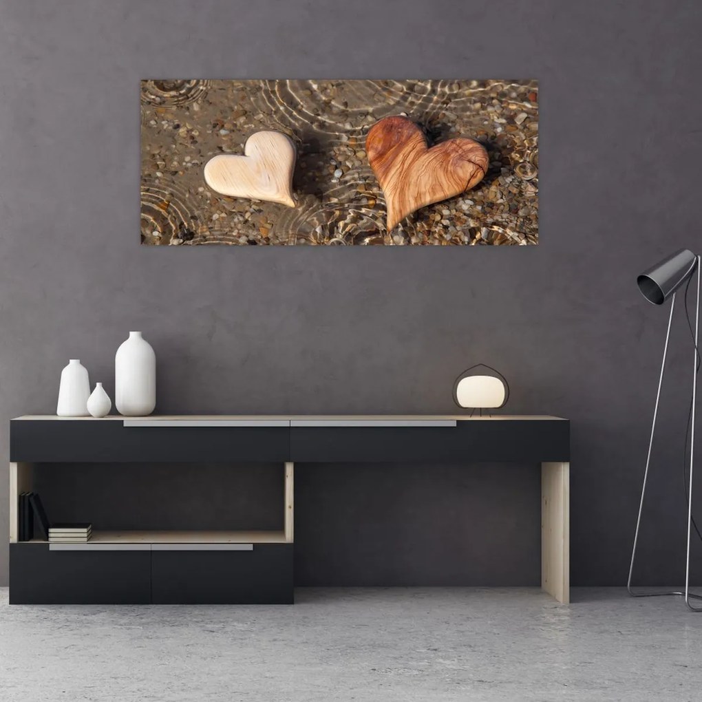 Tablou - Inimile din lemn (120x50 cm)