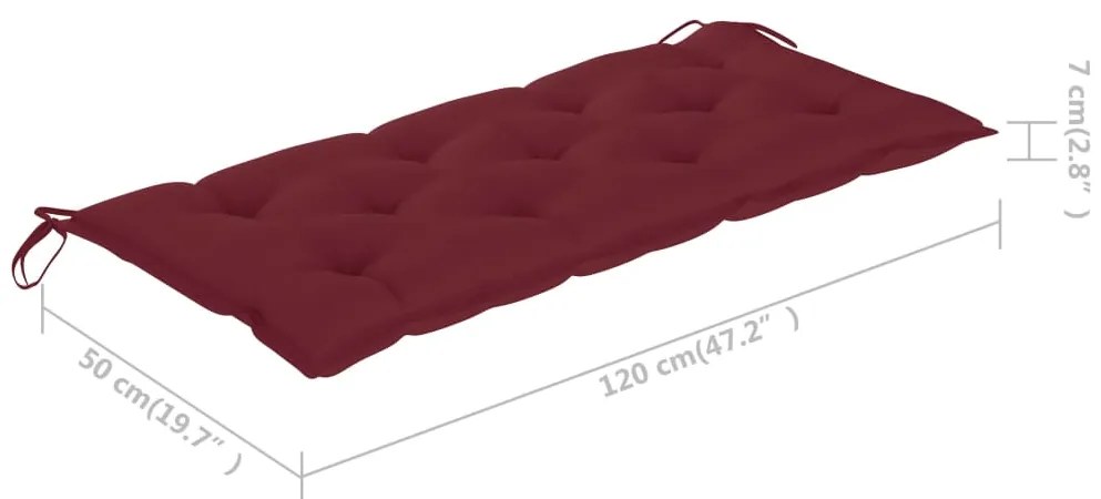 Banca de gradina cu perna, 120 cm, bambus Bordo, 120 x 50 x 7 cm, 1, 1