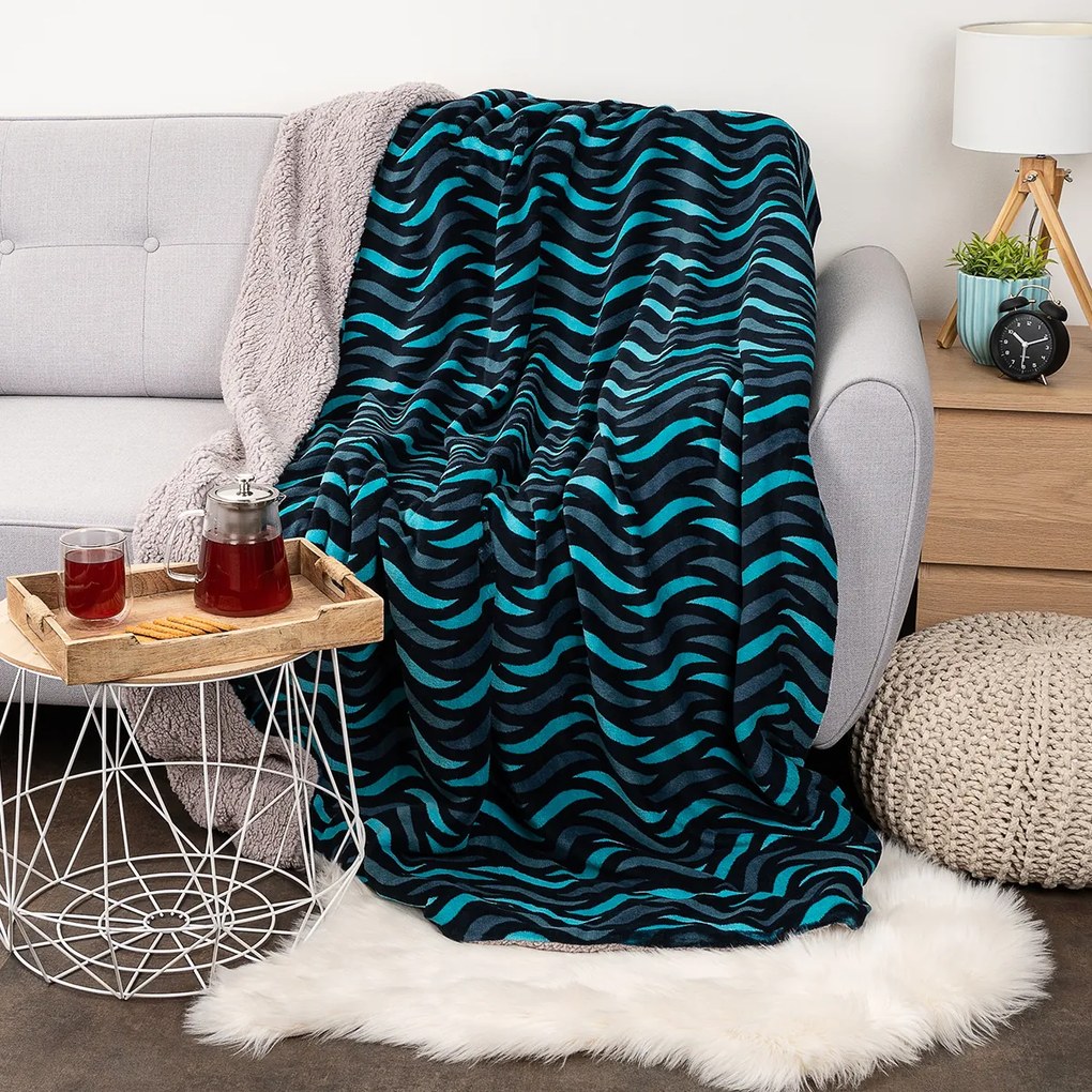 Pătură din imitație blănță 4Home Blue Wave, 150 x 200 cm
