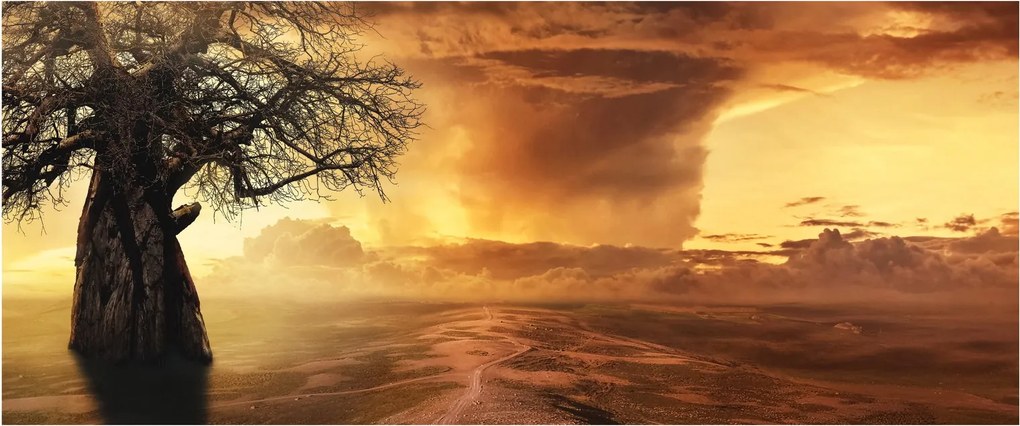 Tablou cu norii portocalii (120x50 cm)