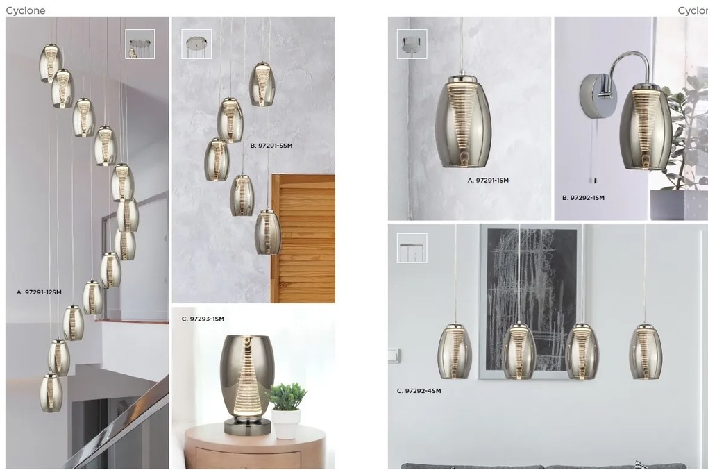Aplica perete LED design modern Cyclone 97292-1SM SRT