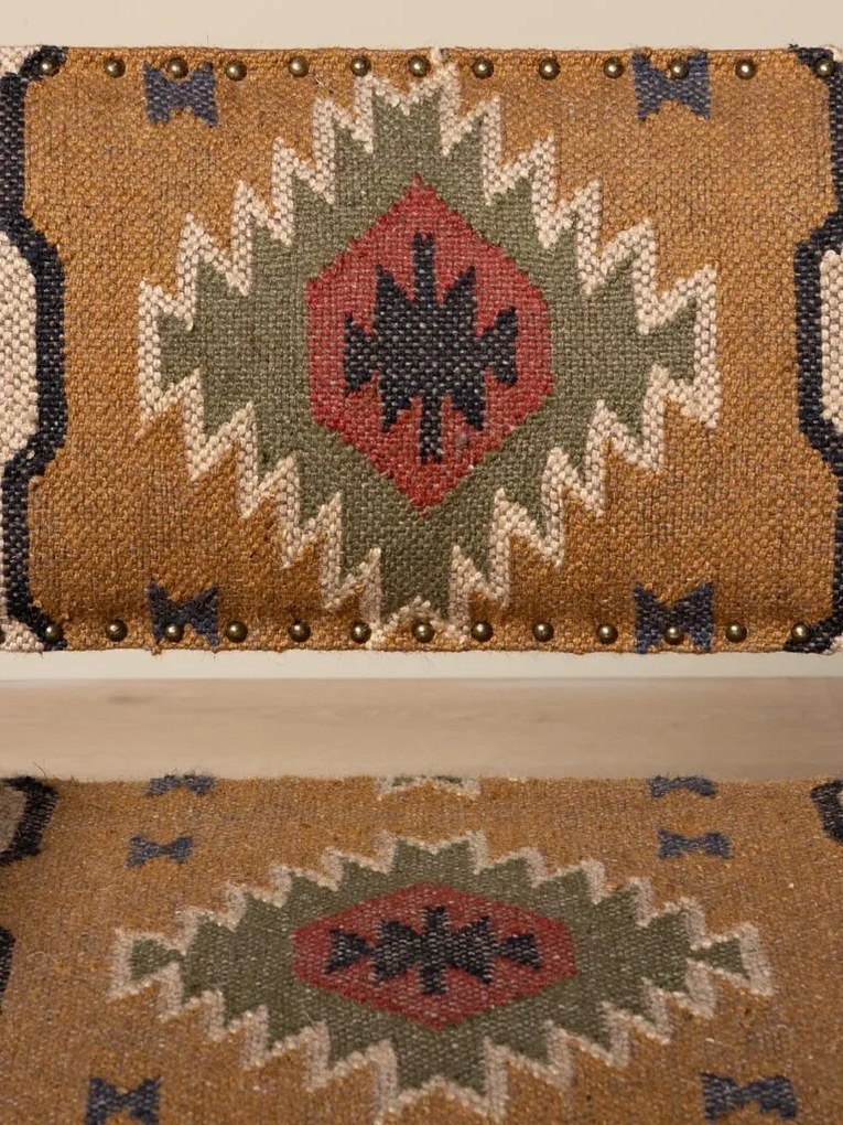 Fotoliu kilim din iută naturala si lana cu structura din lemn de mango, 76×65×65 cm, „Mandjaro"