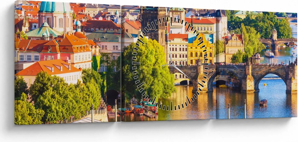 Tablou - Praga (cu ceas) (90x30 cm)