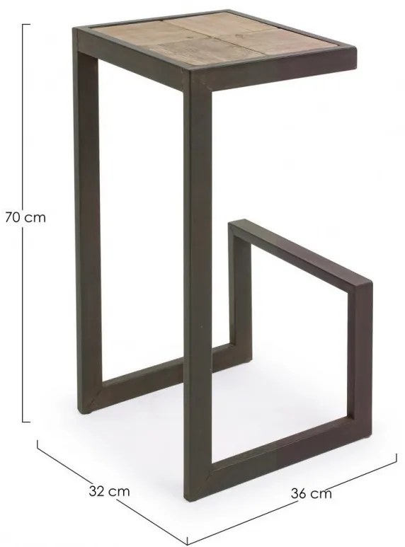 Scaun bar natural din lemn de Brad si metal, Blocks H70 Bizzotto