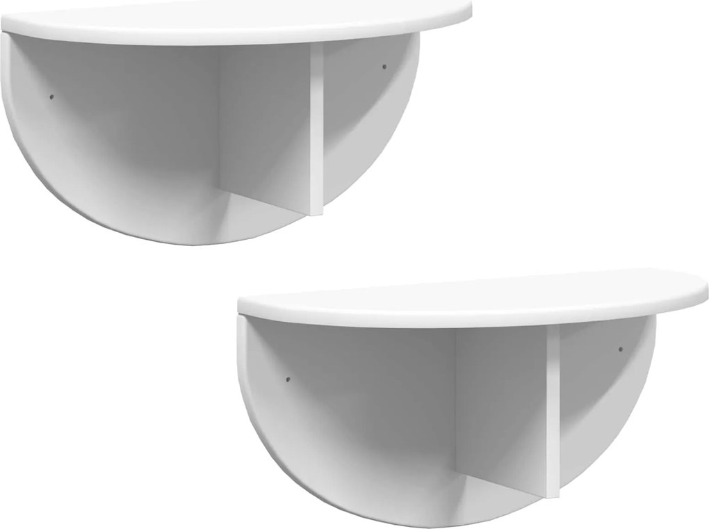 vidaXL Raft de perete 2 pcs Alb 48 x 24 x 24 cm Lemn compozit