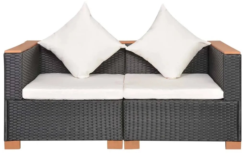 42754 vidaXL Canapea de grădină, negru, poliratan