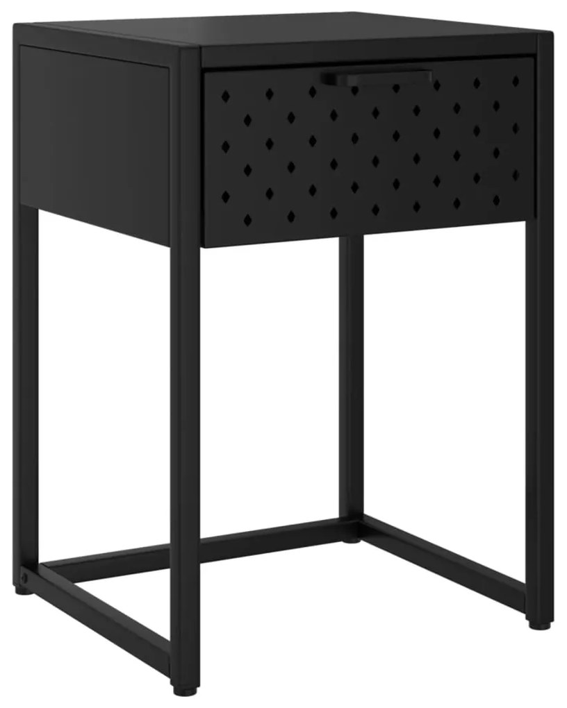 335886 vidaXL Noptieră, negru, 38x35x54 cm, oțel