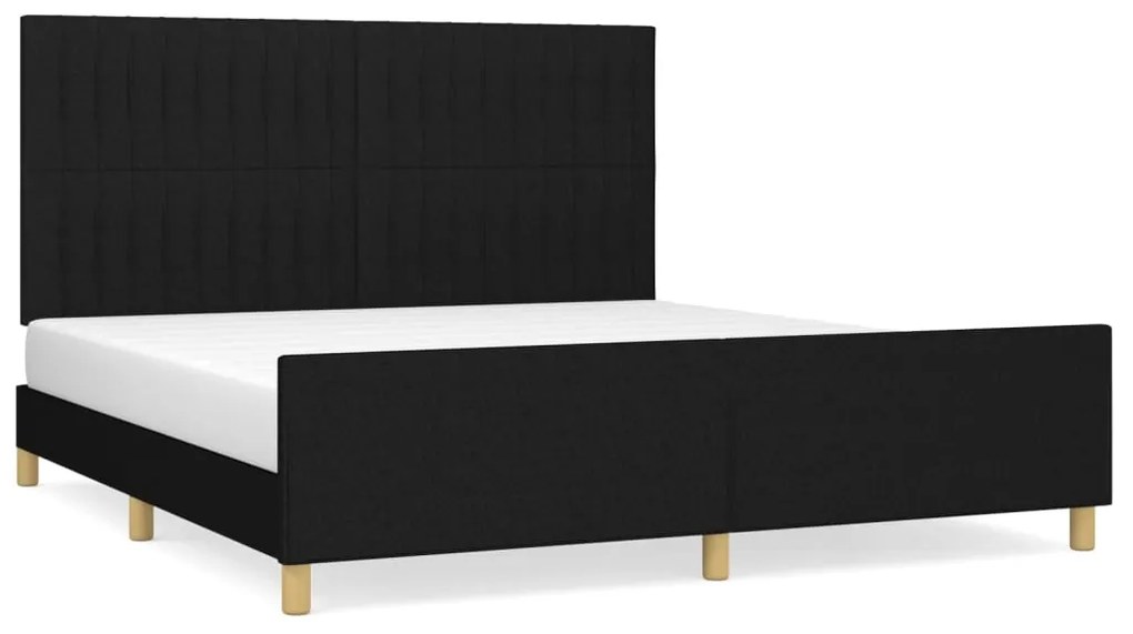 3125229 vidaXL Cadru de pat cu tăblie, negru, 160x200 cm, textil