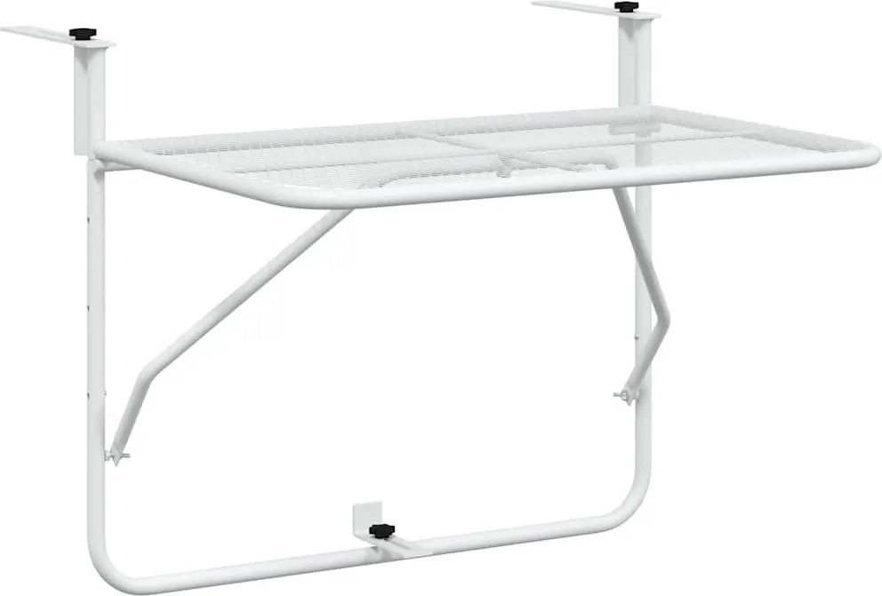 vidaXL Masă de balcon, alb, 60x40 cm, oțel