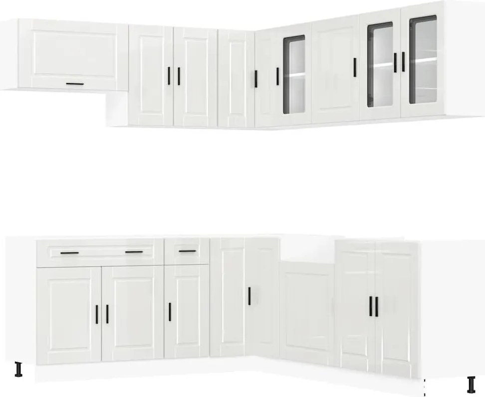 vidaXL Set dulap de bucătărie 11 piese „Porto” alb lucios Lemn