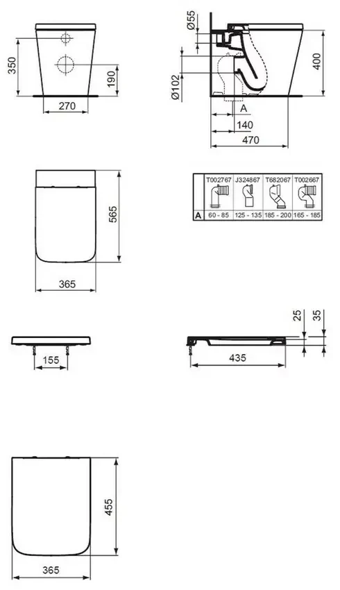 Vas WC pe pardoseala Ideal Standard Atelier Blend Cube BTW, alb