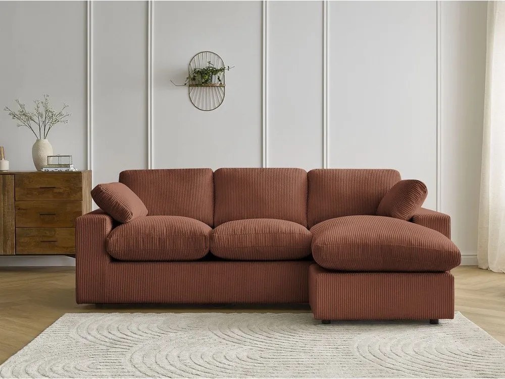 Colțar portocaliu cu tapițerie din catifea reiată Belair – Bobochic Paris