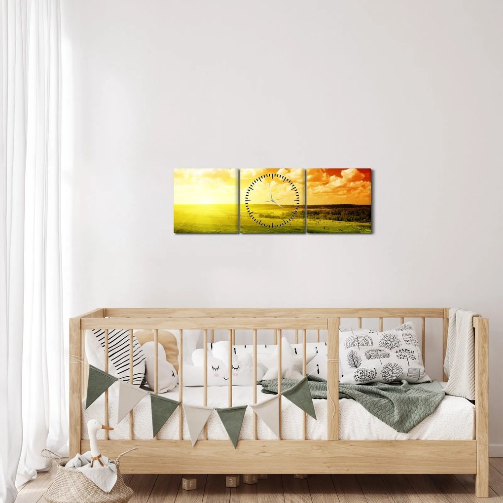 Tablou cu furtuna de vară (cu ceas) (90x30 cm)