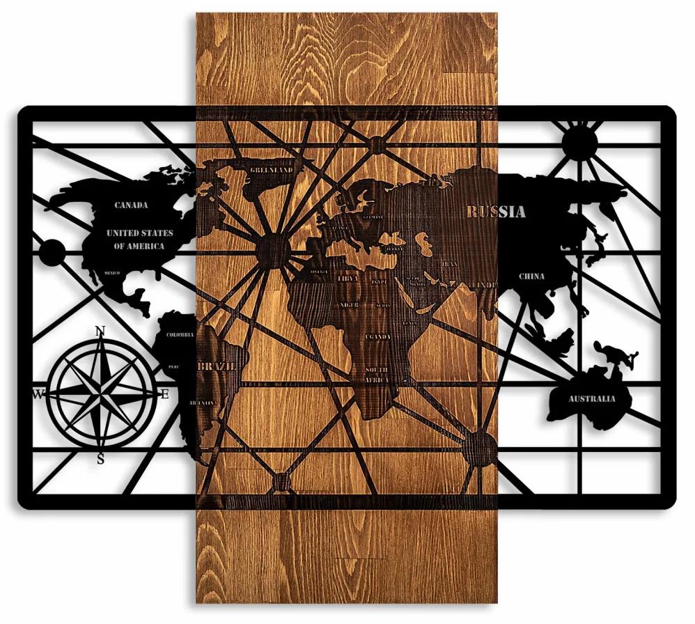 Accesoriu decorativ de perete din lemn World Map 6-M