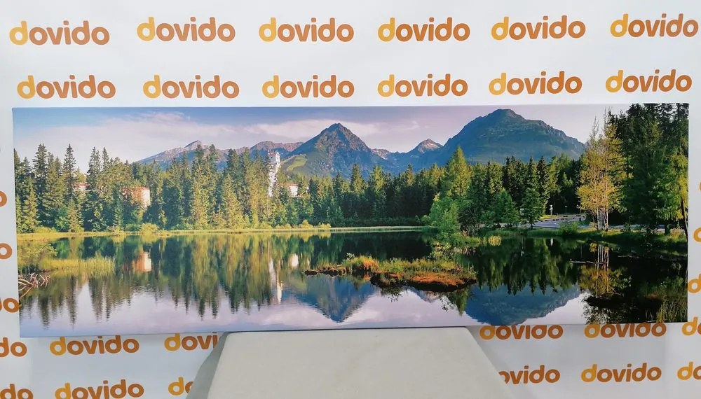 Tablou panoramă inedită a munților lângă lac