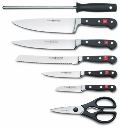 Wüsthof CLASSIC set 8 cuțite bucătărie, suport, frasin/bej