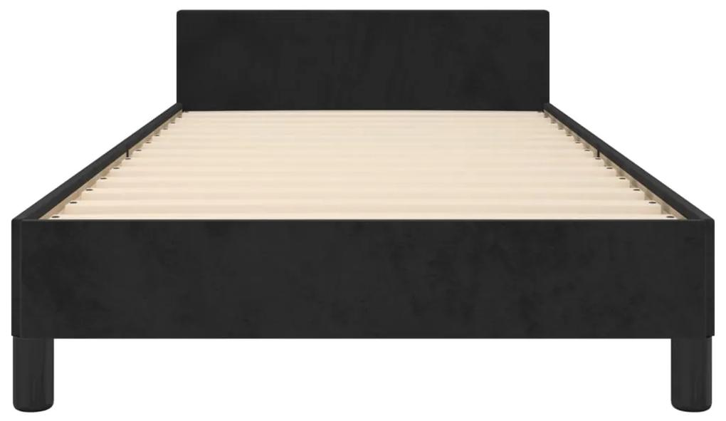 Cadru de pat cu tablie, negru, 90x190 cm, catifea Negru, 90 x 190 cm, Benzi verticale