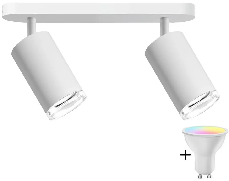 Spot LED RGBW dimerizabil pentru baie TURYN, 2x GU10/6,5W/230V, IP44, alb