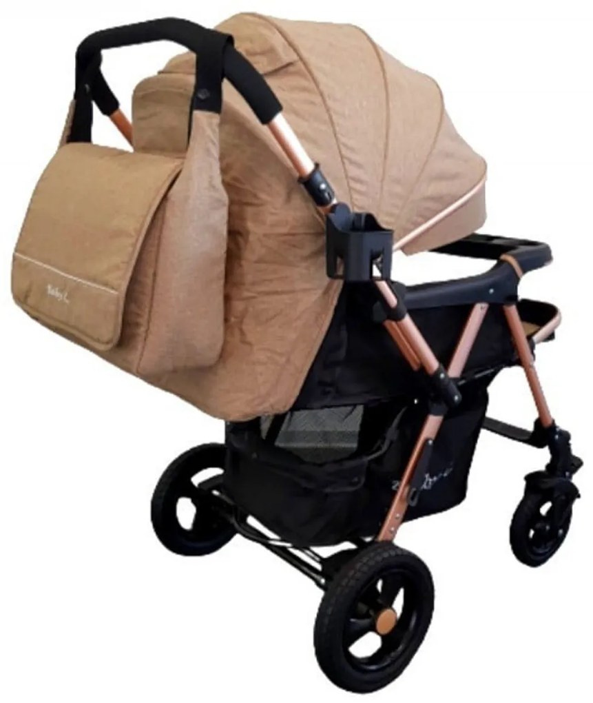 Carucior nou nascuti 2 in 1 BABY CARE™ PRO 511, Cu geanta bebe inclusa, Cadru aluminiu, Maner reversibil, Spatar reglabil in 5 trepte, Amortizoare,