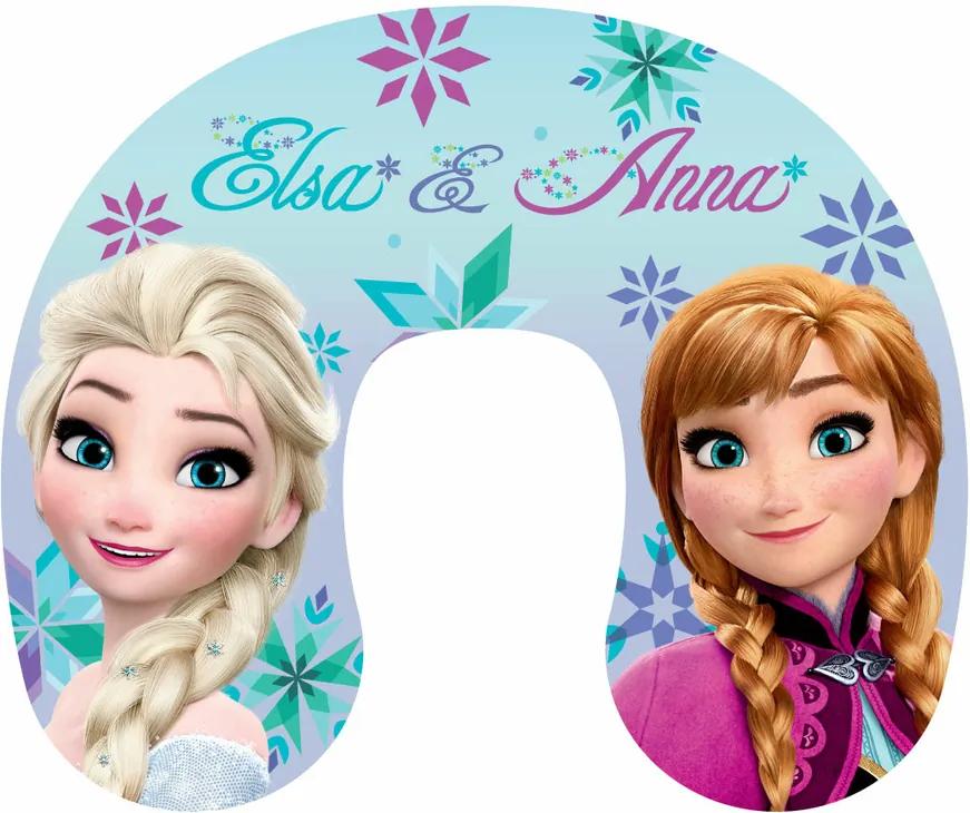 Pernă de voiaj Regatul de gheață Frozen Anna and Elsa, 40 x 40 cm