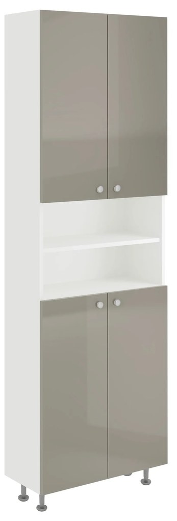 Soldat Baie Zaria, 4 Usi, Gri Lucios/Alb, MDF, L 60 x l 27 x H 190 cm