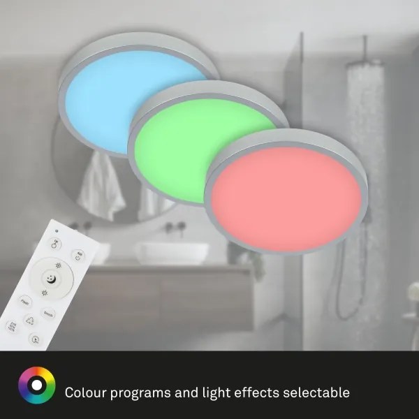 Plafonieră LED RGBW dimabilă Briloner 3709-014 LED/22W/230V argintiu + telecomandă