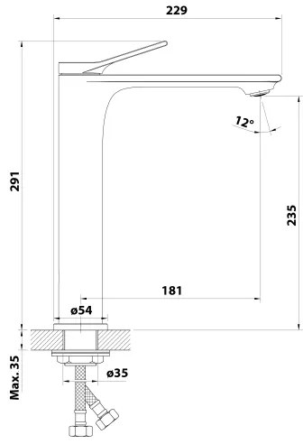 Aqualine - Baterie pentru lavoar BOLERO, 29 cm, crom lucios