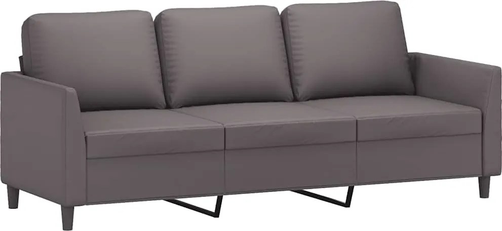 vidaXL Canapea cu 3 locuri, gri, 180 cm, piele ecologică