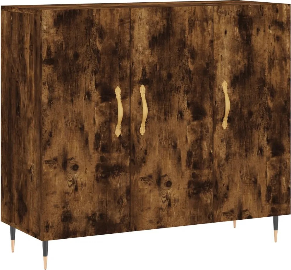 vidaXL Dulap, stejar fumuriu, 90x34x80 cm, lemn compozit