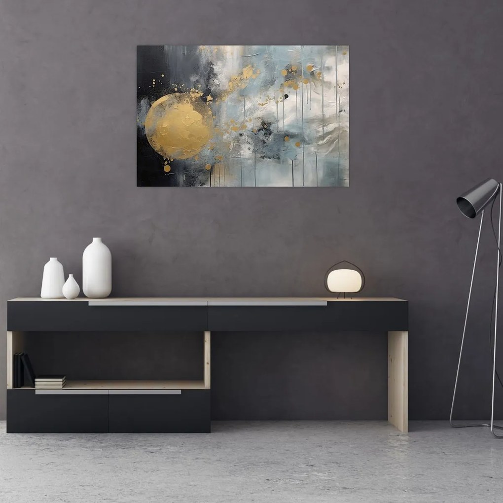 Tablou - Abstracție cu minge de aur (90x60 cm)