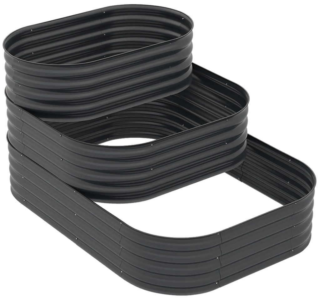 Outsunny Căsuță de grădină în formă de pătrat cu fund deschis 3 etaje pentru ierburi legume fructe flori 158 x 109 x 82 cm gri | Aosom Romania